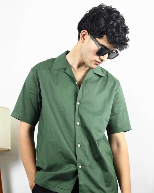 “OLD SCHOOL” Opaque Casual GREEN Shirt 850