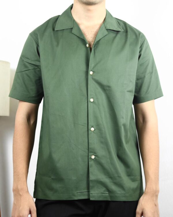 “OLD SCHOOL” Opaque Casual GREEN Shirt 850 - Image 4
