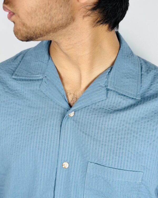 “OLD SCHOOL” Camp Shirt Cloud Blue - Image 4