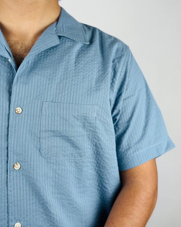 “OLD SCHOOL” Camp Shirt Cloud Blue - Image 5