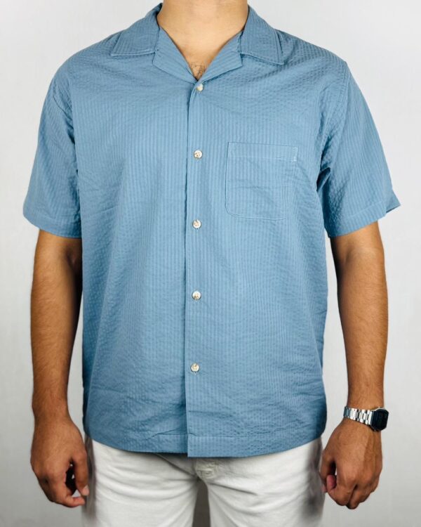 “OLD SCHOOL” Camp Shirt Cloud Blue - Image 7